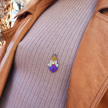 Load image into Gallery viewer, detail of model wearing Bloom True Necklace, deep violet-gold
