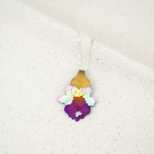 Load image into Gallery viewer, Bloom True necklace, dark purple flower bud pendant hand-painted titanium