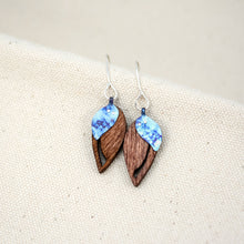 Load image into Gallery viewer, handmade The Dew at Dawn earrings hand painted in shades of blue
