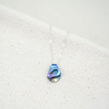 Load image into Gallery viewer, The Rhythm of Rain, a handcrafted teardrop necklace hand painted in purple and blue
