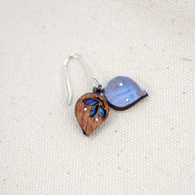 Load image into Gallery viewer, handcrafted The Freedom to Flourish flower bud earrings hand-painted in midnight blue with lighter blue streaks

